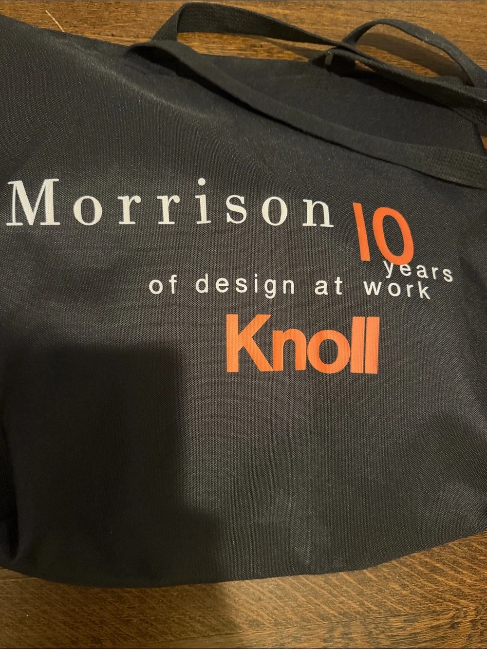 Vintage Knoll Black Canvas Tote with Orange Logo, new never used!